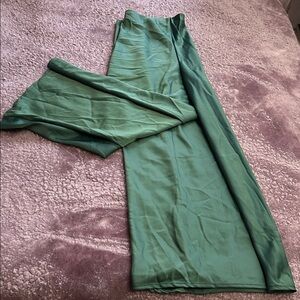 Joie Women's Green Satin Wide Leg Pants
